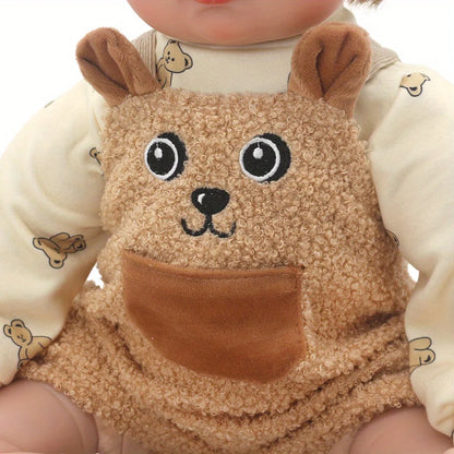 Brown Bear Suspender Pants Suit for 22-inch (55cm) NPK Silicone Dolls – Doll Clothes Outfit