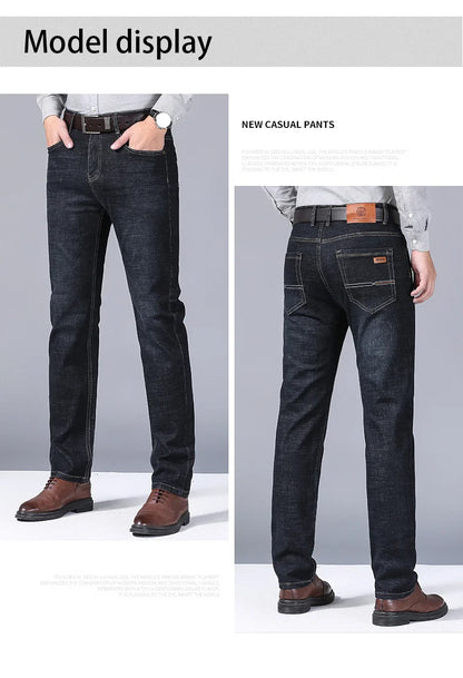 Men’s Classic Black Jeans — Soft Biker Denim Pants Jean Homme Pantalones Hombre Masculino Overalls, Sizes 32-38