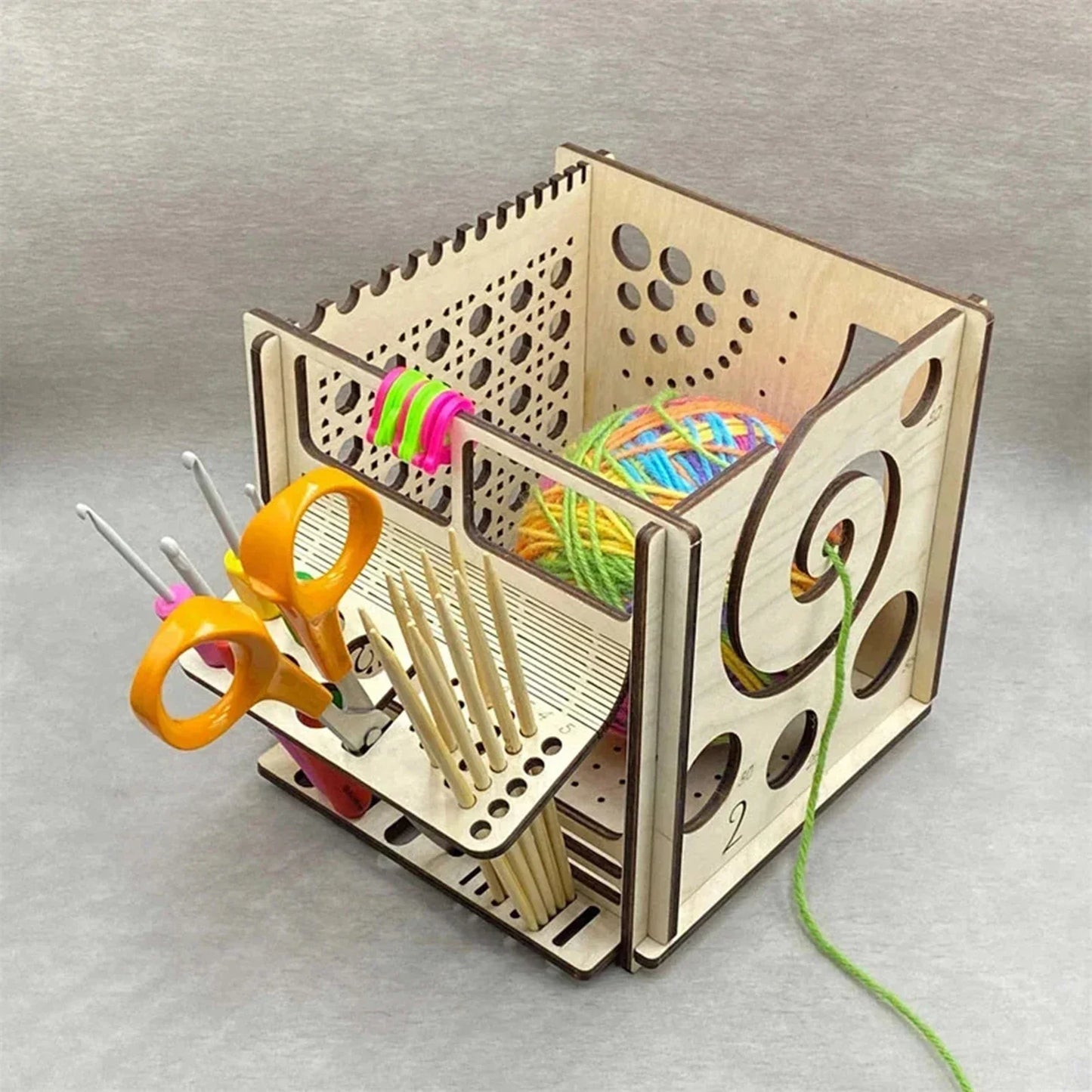 DIY All-in-One Wooden Yarn Bowl – Crochet Organizer & Knitting Storage Dispenser, Ideal for Yarn and Thread