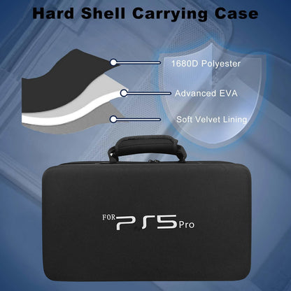 PS5 Pro Gaming Console Carrying Case - Large Capacity Organizer Bag with Shoulder Strap | Protective Storage Accessory