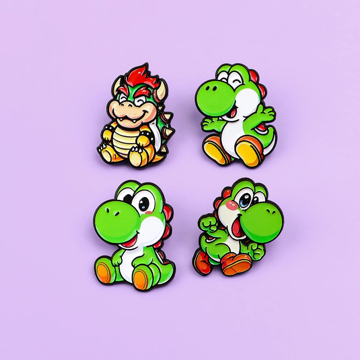 Cute Dinosaur Enamel Pins Set - 4pcs Game Brooch Badges for Backpacks, Hats, Cosplay & Gifts