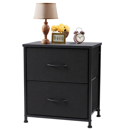 Nightstand Bedside Table – Coffee, Sofa & Tea Table with 2 Fabric Drawers for Bedroom Storage & Clothes Display