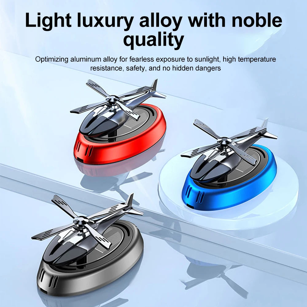 Solar Car Air Freshener – Helicopter Decoration with Rotating Aromatherapy Perfume Diffuser, Interior Car Decoration
