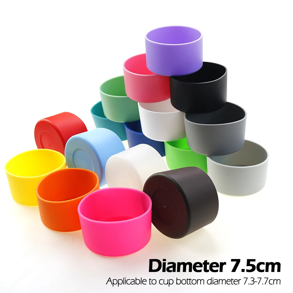 For Better Life , 7.5cm Soft Silicone Cup Bottom Protector Sleeve - Anti-Damage Accessory for Glass Water & Tea Bottles