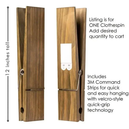 Wooden Clothespin Bathroom Towel Holder, Wall-Mounted Giant Towel Clip, Rural Style Large Clothespin Hook