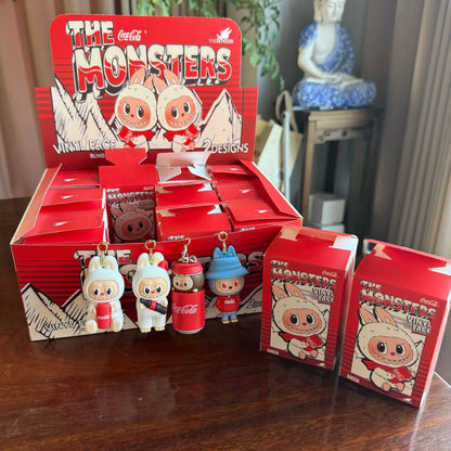 12pcs Labubu Monster Coca Cola Mini Doll Keychains — 4 Styles Action Figures for Kids