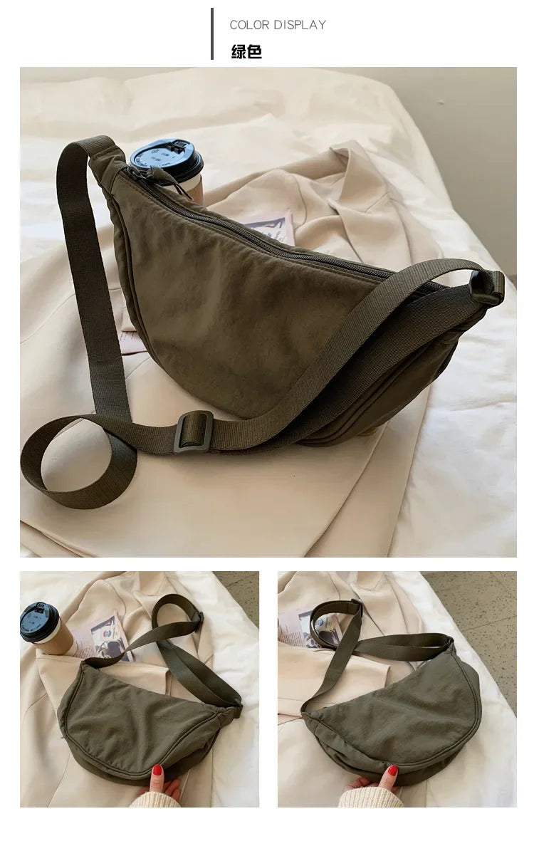 Casual Nylon Hobo Crossbody Bag for Women – Shoulder, Half Moon, Tote Travel Shopper & Purses