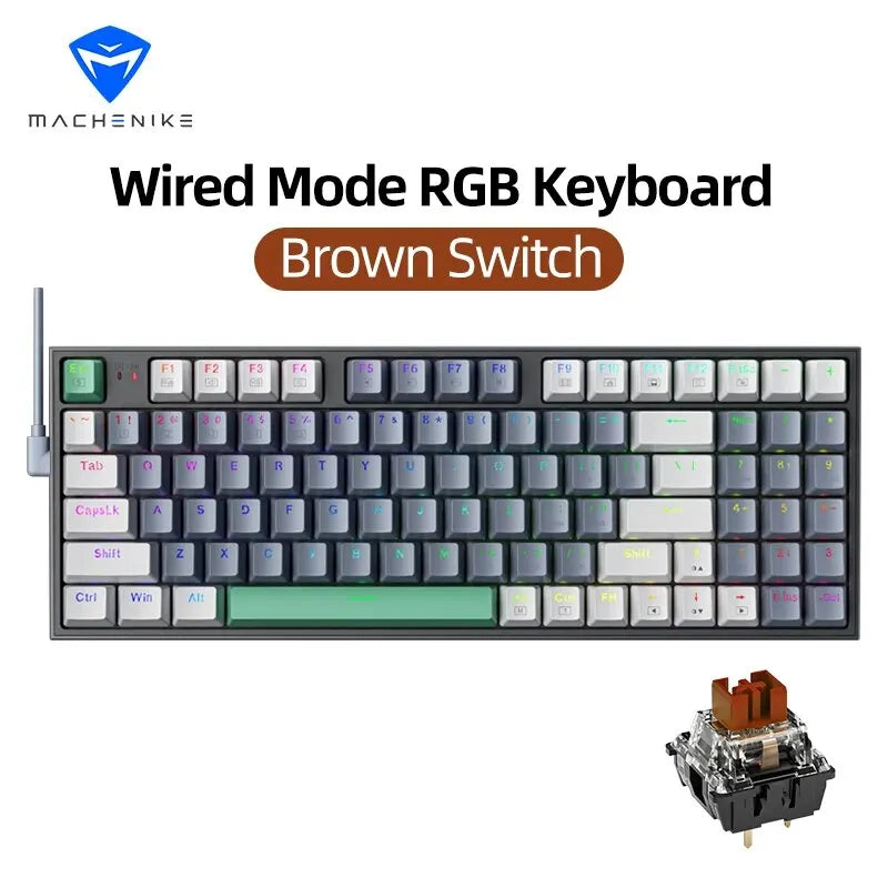 MACHENIKE K500-B94 Mechanical Gaming Keyboard - 94-Key Hot-Swappable 90% Layout with RGB Backlight for PC & Laptop