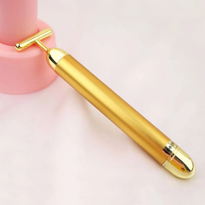24K Gold Facial Slimming Beauty Bar – Pulse Vibrating Roller for Skin Lifting, Firming & Wrinkle Tightening