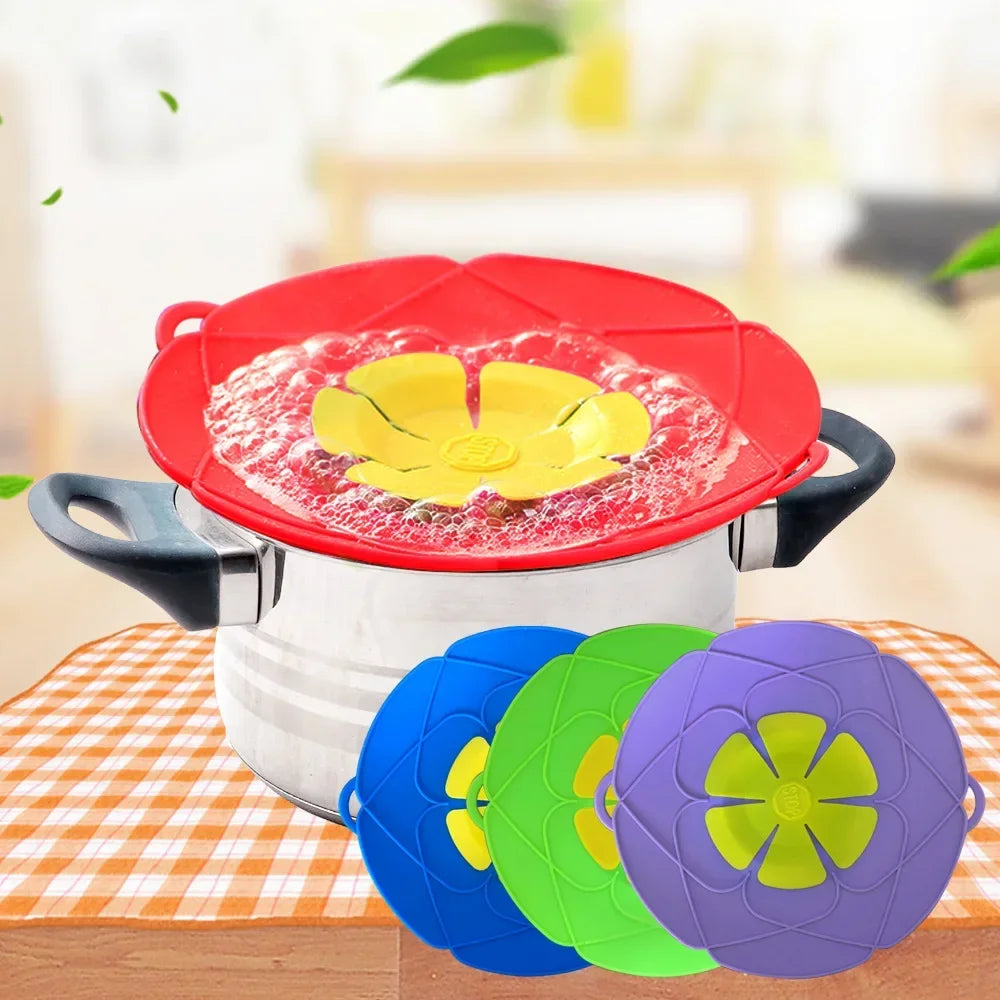 Silicone Spill Stopper Lid Cover - Flower Design, Multi-Use for Pots and Pans, Kitchen Cooking Accessories, Cookware Home Essential