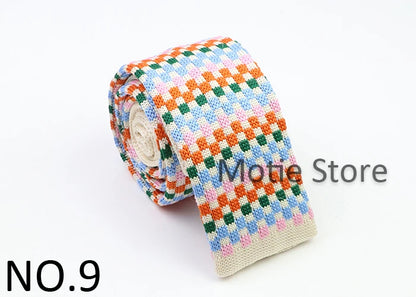 Classic Knit Neck Tie for Men — 6cm Plaid & Dots Casual Business Wedding Tie