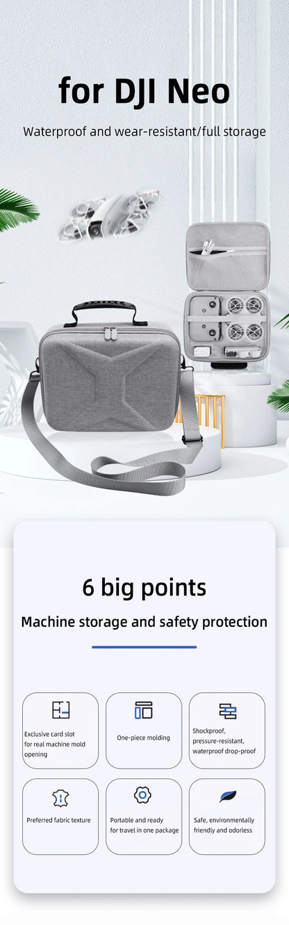 Carrying Case for DJI NEO Drone – Hard PU Waterproof Travel Case for Fly More Combo & Accessories