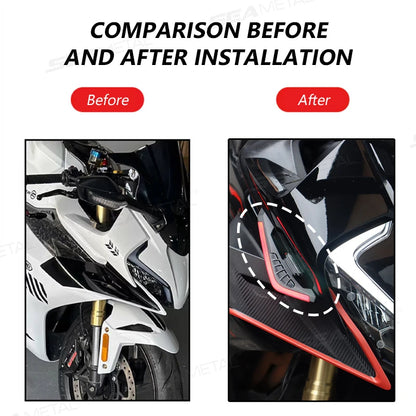 BLALION 2PCS Motorcycle Side Wing LED Lights — 12V Universal Aerodynamic Spoiler Lamps, Decoration & Modification Kit