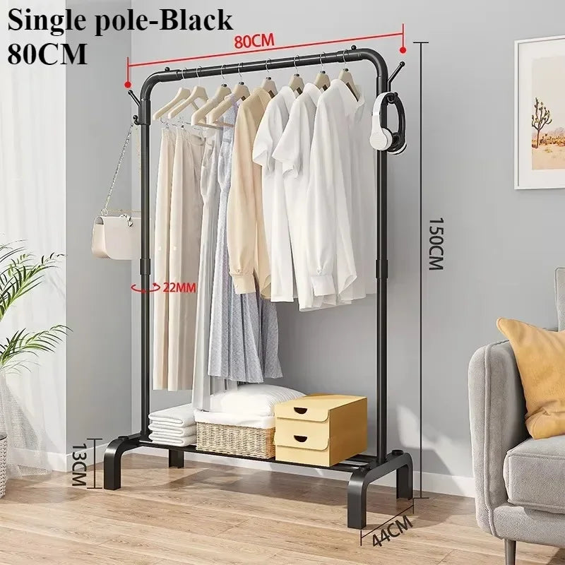 Metal Floor Standing Clothes Rack – Detachable & Easy-to-Assemble Storage Organizer