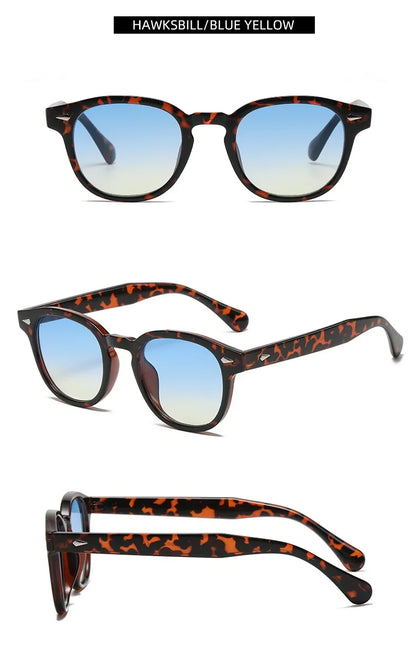 JNPCXI Retro Round Sunglasses – Punk Leopard Rivet Fashion Shades UV400 for Men & Women