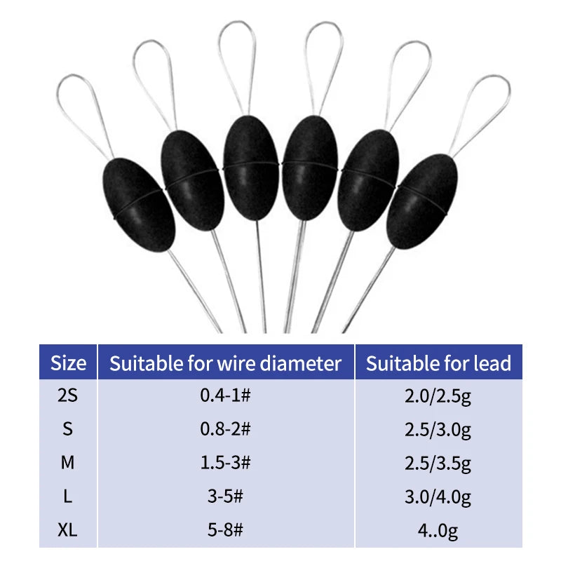 60pcs Rubber Space Bean Fishing Stoppers – 10-Group Oval Float Stopper Set for Carp & Fly Fishing