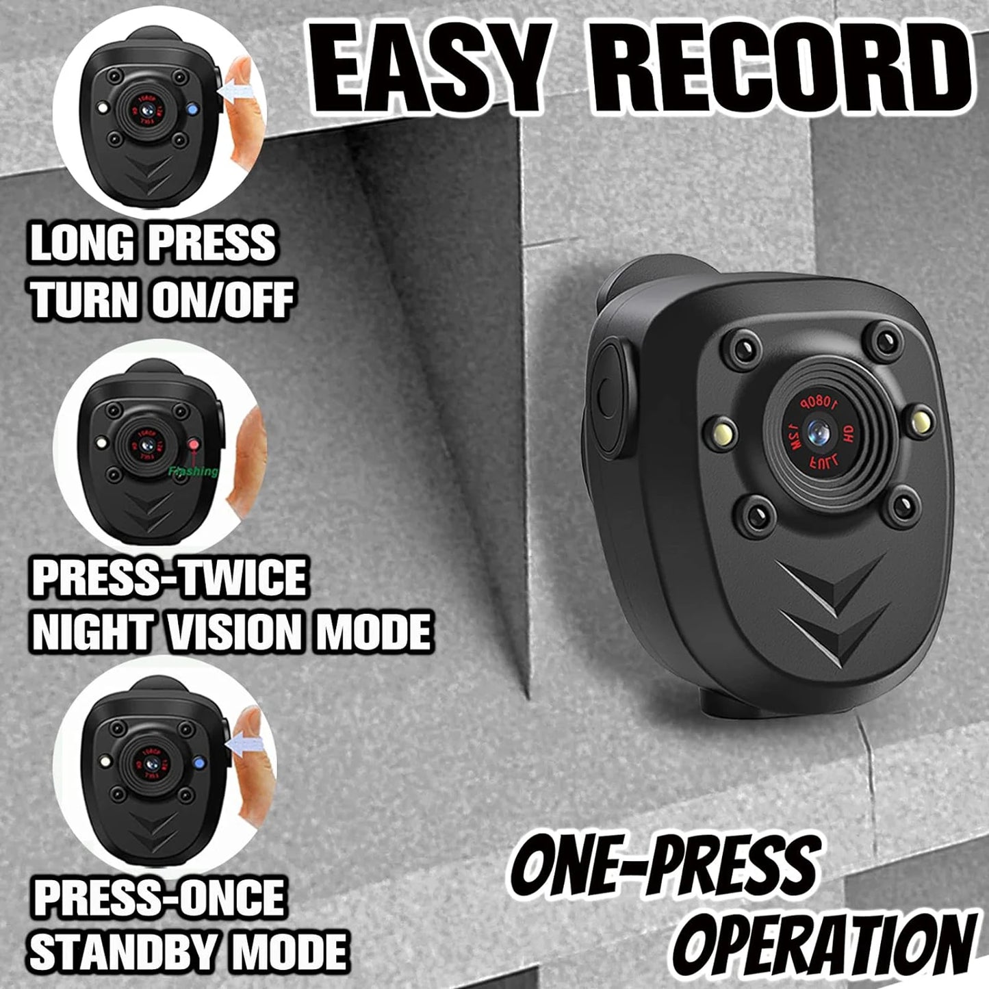 Mini Body Camera 1080P — HD Video Recorder with 32GB, Night Vision IR, Loop Recording & 4–6H Battery
