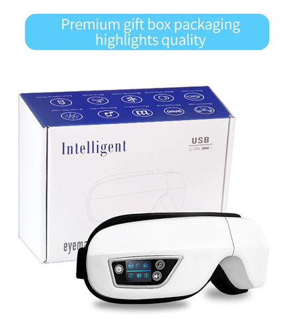 6D Smart Eye Massager — Vibration & Hot Airbag Compress, Bluetooth Music Eye Massage Glasses for Relaxation & Fatigue Relief