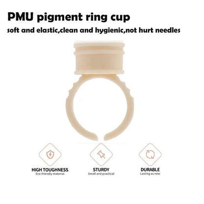500PCS Disposable Silicone Pigment Rings – Tattoo Ink Cup Holders for Microblading, Eyebrow & Lip Permanent Makeup (PMU)