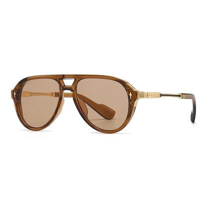 Men’s Aviator Sunglasses – Retro Double Bridge Square Frame, European & American Style, Wholesale