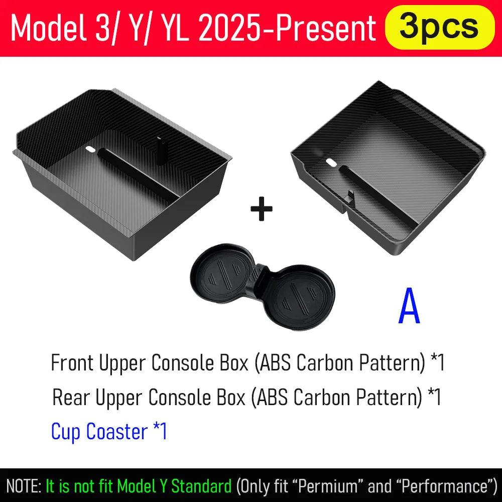 Tesla Center Console Organizer Tray – Storage Box and Cup Holder Insert for Model Y Juniper, Model 3 and Model YL (2025–2026)