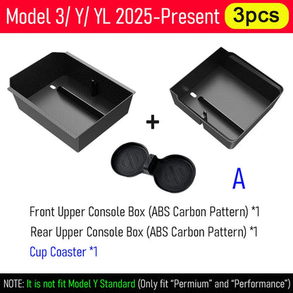 Tesla Center Console Organizer Tray – Storage Box and Cup Holder Insert for Model Y Juniper, Model 3 and Model YL (2025–2026)