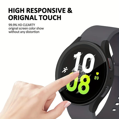 2-Pack Samsung Galaxy Watch Protective Case with Tempered Glass - Full-Coverage Drop-Resistant and Scratch-Resistant Screen Protector for Watch 4/5/6/7 40mm & 44mm