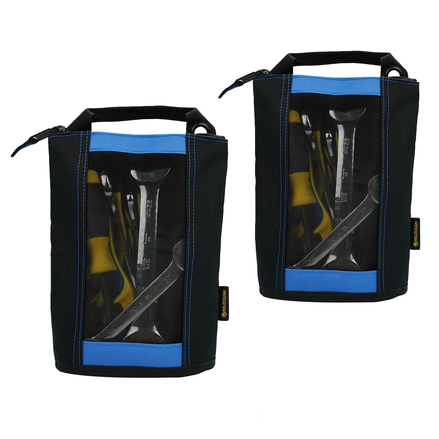 MELOTOUGH Canvas Tool Pouch | 2-Pack Zipper Bags with Mesh Window & Hanging Grommets