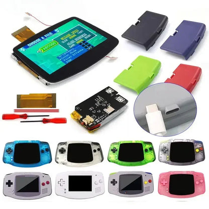 GBA V5 Laminated IPS LCD Backlight Kit – Built-In 1800mAh Rechargeable Battery with Type-C Port for Game Boy Advance