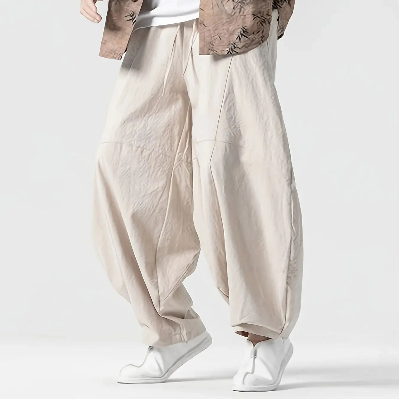 Men’s Spring Loose Harem Pants – Linen Oversized Sweatpants, High-Quality Casual Brand Trousers