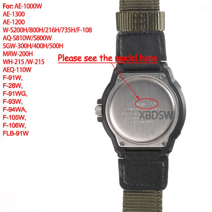 18mm Nylon Watch Band for Casio AE1200 AE1300 AE1000 AE1500 - Replacement Strap for A158W A159 MRW-200H SGW-300H PRG270 Watches