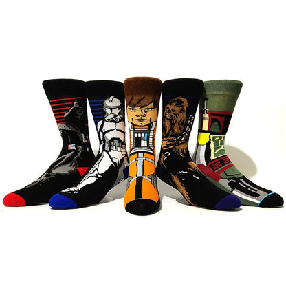 Cartoon Anime Crew Socks - 5 Pairs Unisex Hip Hop Street Style Novelty Casual Socks for Men and Women