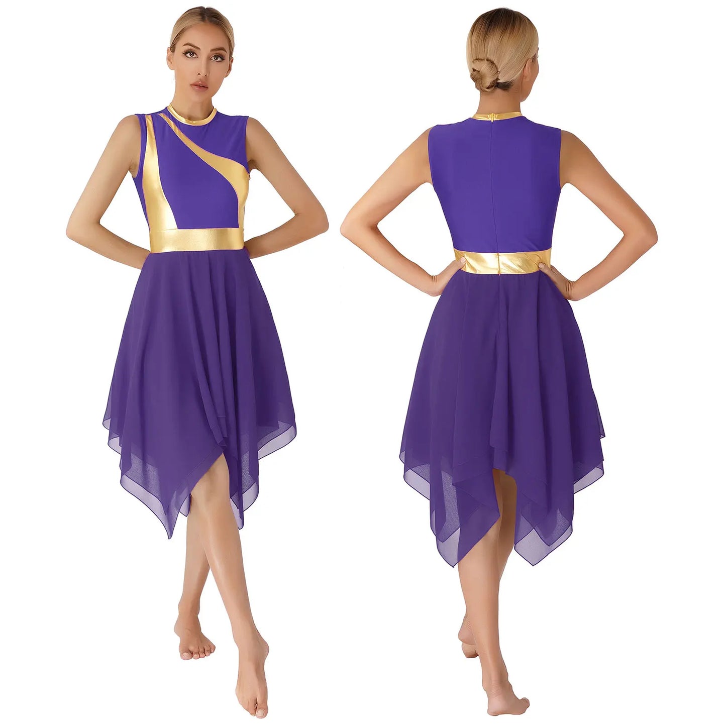 Women's Praise Dance Dress - Modern Liturgical Church Choir Costume with Irregular Hem for Ballet & Contemporary Dance