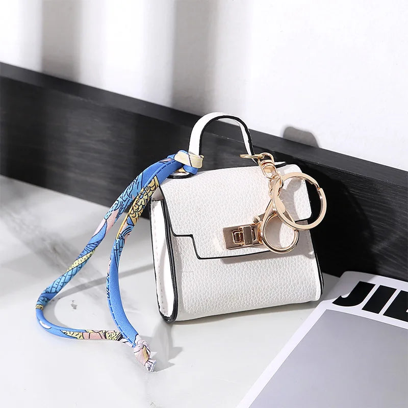 Luxury Mini Coin Purse - Fashionable Silk Scarf Bracelet Keychain Pendant Bag Accessory
