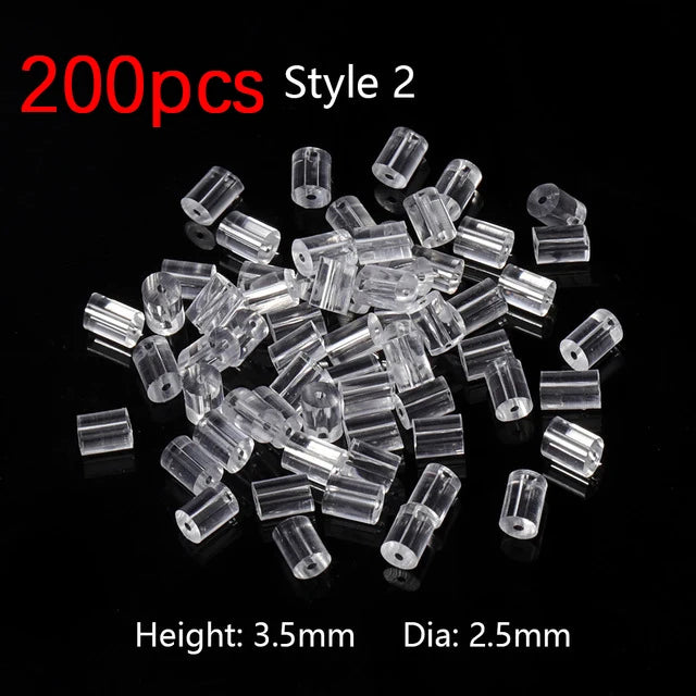 100-200PCS Rubber Earring Backs & Fishhook Ear Stoppers for Jewelry Making and DIY Earring Repairs