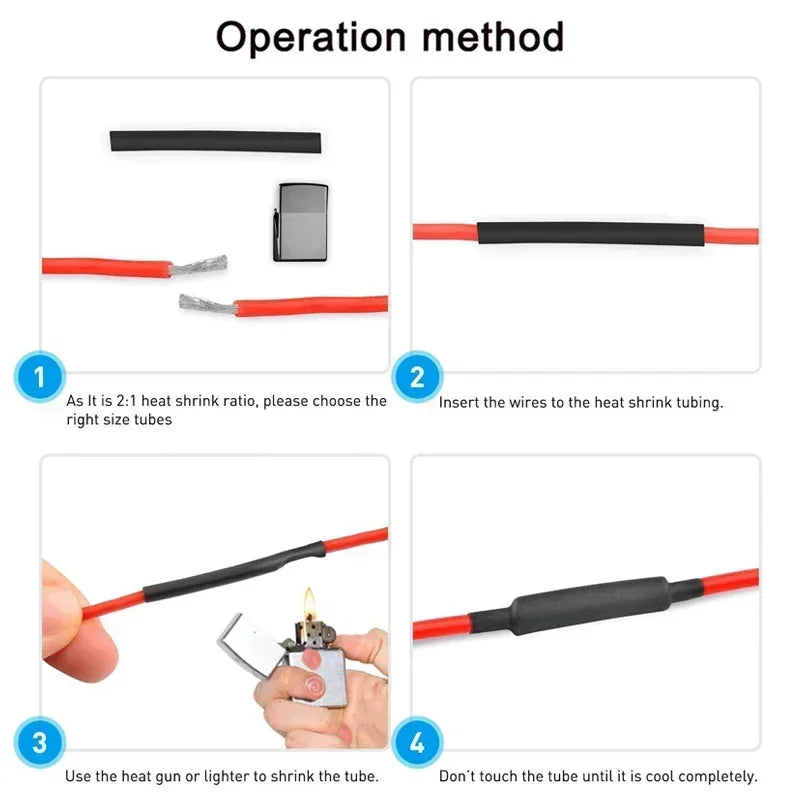 127/164/280/560PCS Heat Shrink Tubing Kit - 2:1 Insulation for Electrical Wire & Cable Connection