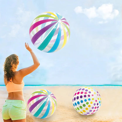 2-Pack 15.35-Inch Colorful Striped Transparent Inflatable Beach Balls — Fun Set for Beach & Pool Party Games