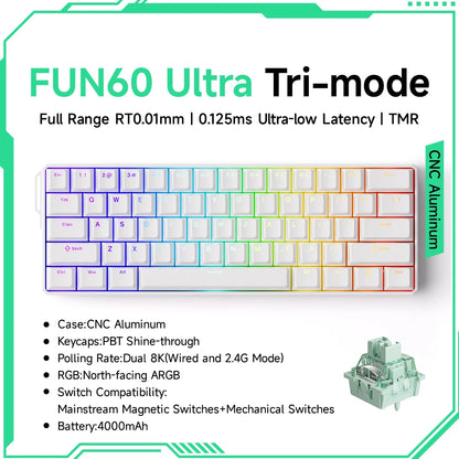 Akko MonsGeek FUN60 60% Mechanical Gaming Keyboard – Magnetic Switch, 8K Rapid Trigger, ARGB HE/TMR Custom Keyboard