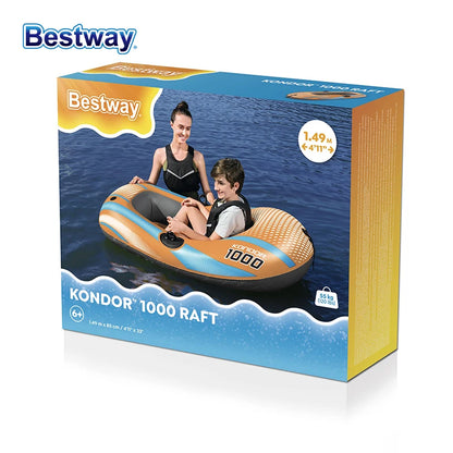 Bestway 61136/61140/61142/61146 Heavy-Duty Inflatable Kayak – 1-3 Person PVC Rafting Boat for Adventure & Thrilling Rides