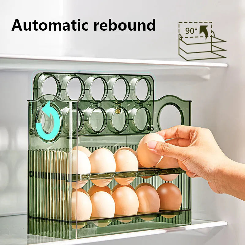 Egg Storage Box Refrigerator Organizer - Food Containers Fresh-keeping Case Holder Tray Dispenser for Kitchen