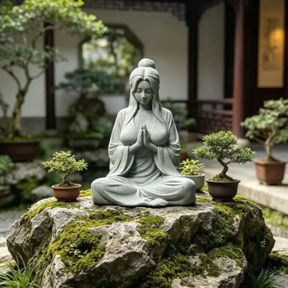 Meditation Zen Female Figurine - 3D Printed Cross-Legged Desktop Ornament for Tea Rooms & Home Decor