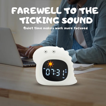 Cat Night Light Alarm Clock – LED Musical Sleep Training Clock for Kids & Babies