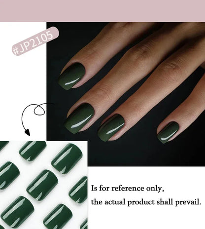 Solid Color Press-On False Nails Set – Square Shape Wearable Nail Art Tips with Glue, Fashion Manicure Accessories (Wholesale)