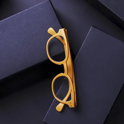 May Flower Fashion Reading Glasses for Women & Men – Round Shape with Spring Hinge, Diopter +4.00