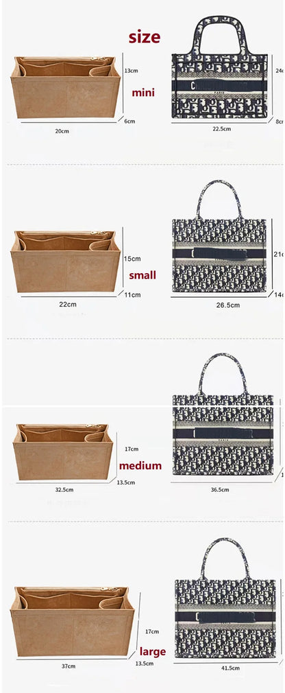 Bag Organizer Insert for Dior Book Tote – Divider, Shaper & Protector Compartment Inner Lining (Inner Bag Only)