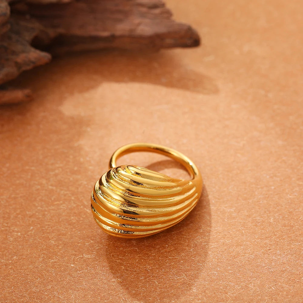 Vintage Stainless Steel Chunky Ring – Punk Irregular Adjustable Open Ring for Women, Wedding Jewelry Gift