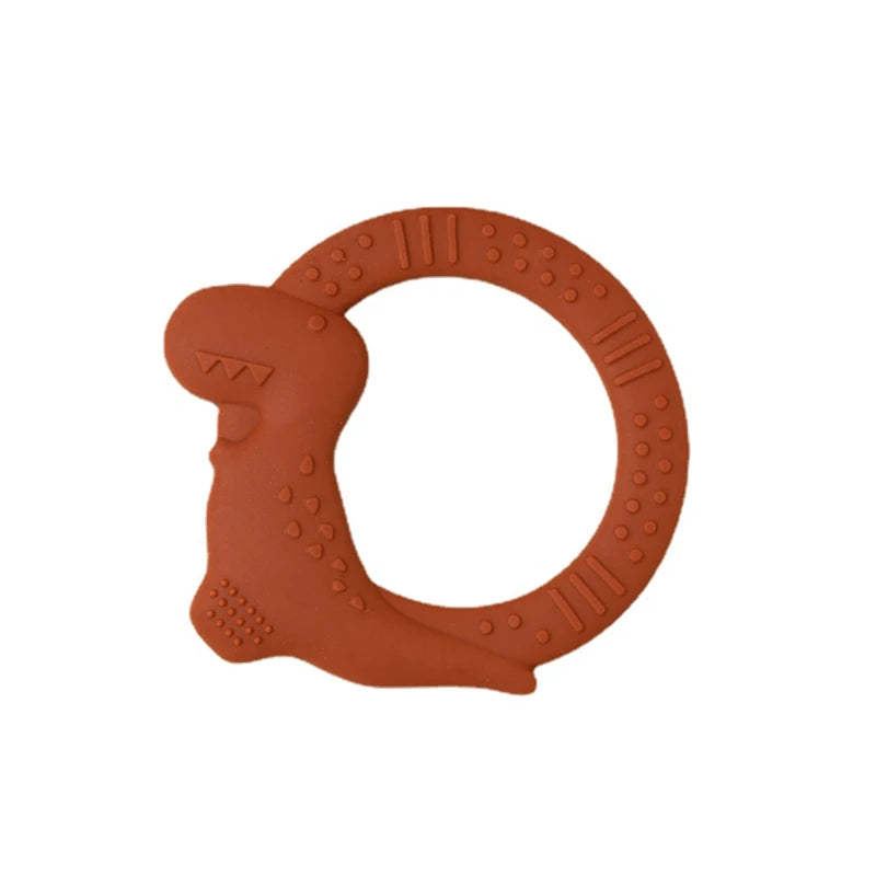 BPA Free Silicone Dinosaur Teether - Baby Molar Stick Chew Toy for Toddlers Infant Teething Relief