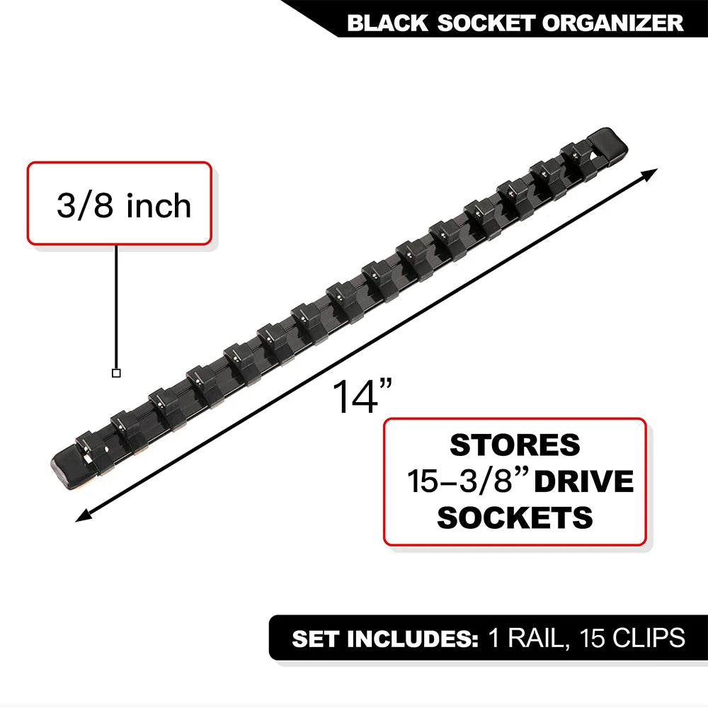 Socket Organizer Set - 1/4 3/8 1/2 Inch Socket Holder Trays for Tool Box Drawers & Storage Rails