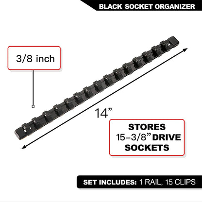 Socket Organizer Set - 1/4 3/8 1/2 Inch Socket Holder Trays for Tool Box Drawers & Storage Rails
