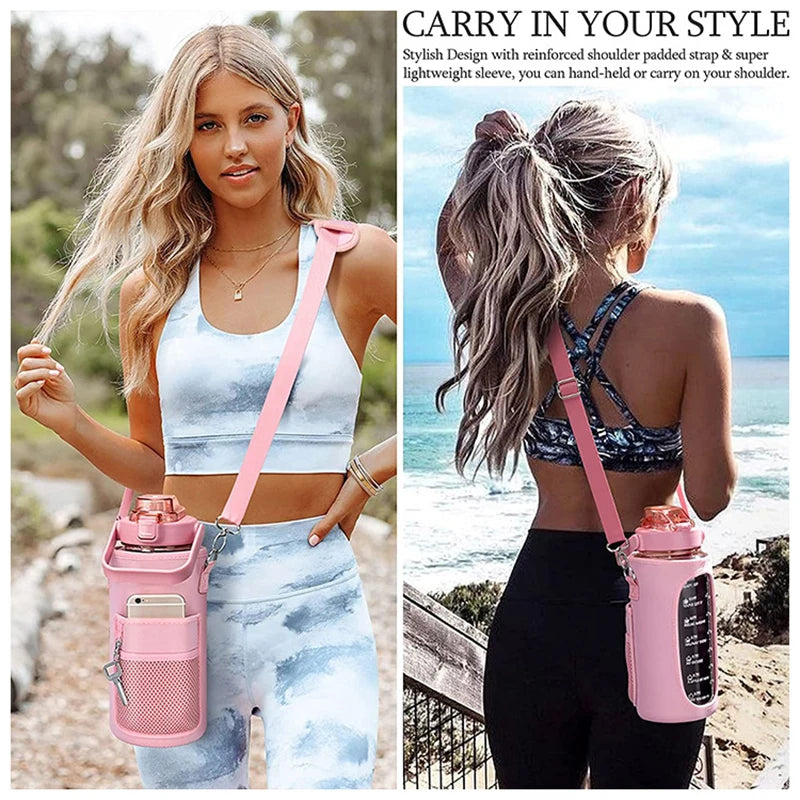 2L Water Bottle Insulator Sleeve with Strap - Portable Tumbler Bottle Case for Camping and Outdoor Sports - Drinkware Protection Bag
